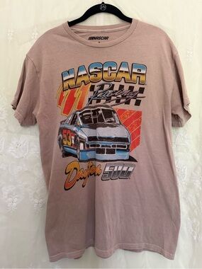 Nascar Beige Tee with Blue Graphic